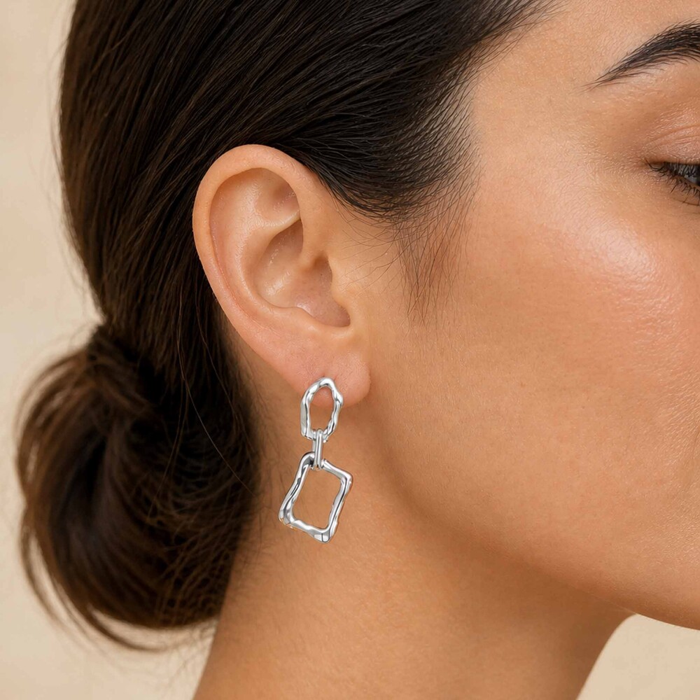Museori Sterling Silver Statement Dangle Earrings Linked Frames - Picture 4 of 4
